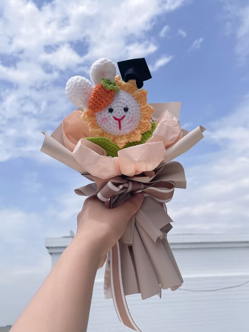 陽光兔兔 x 鉤針向日葵花束