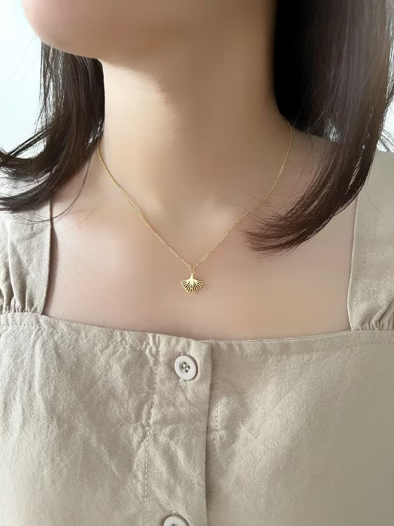【精緻禮盒】銀杏葉線條項鍊 S925 18KGP－秋天 #簡約 自然 優
