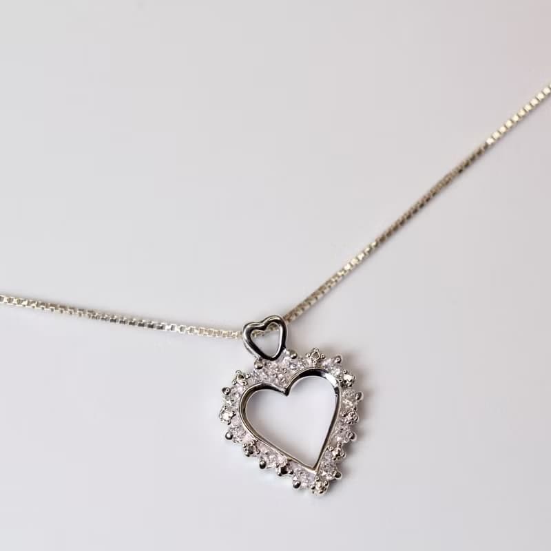 【SWS飾品】雙層愛心鋯石鎖骨鍊 純銀項鍊 情人禮物 閨蜜項鍊