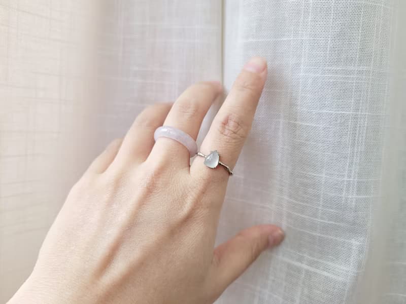 親翠 天然翡翠 冰睛水滴蛋925優雅竹節銀戒