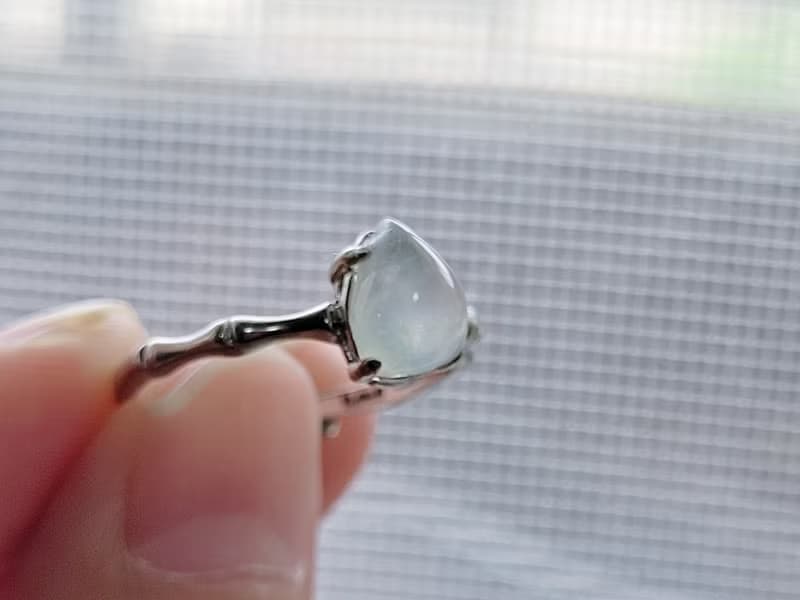 親翠 天然翡翠 冰睛水滴蛋925優雅竹節銀戒