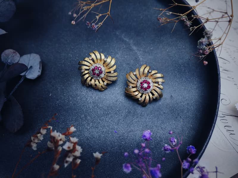 Jomaz 花之圓舞煙火耳環－美國古董首飾 Vintage Jewelry