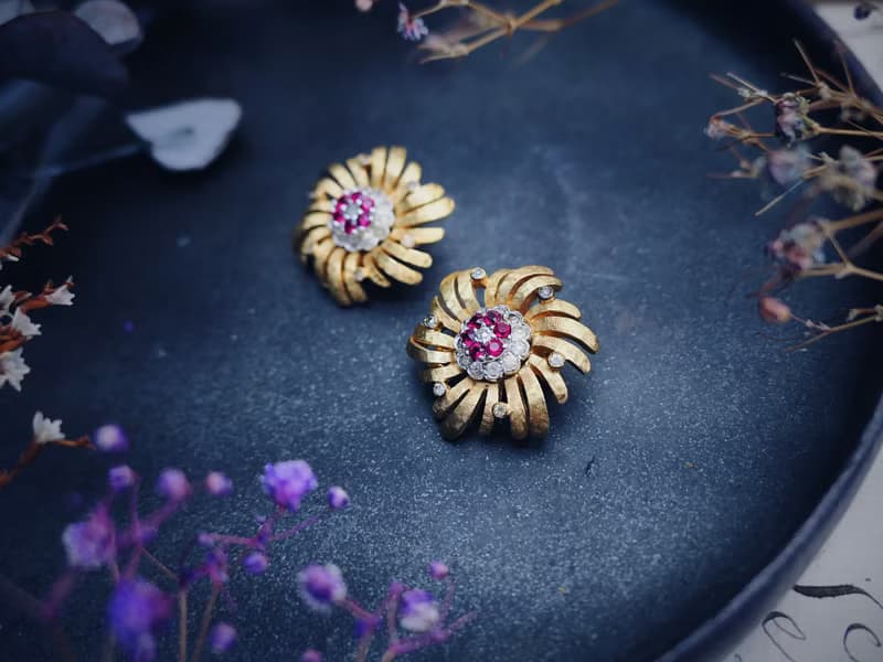 Jomaz 花之圓舞煙火耳環－美國古董首飾 Vintage Jewelry