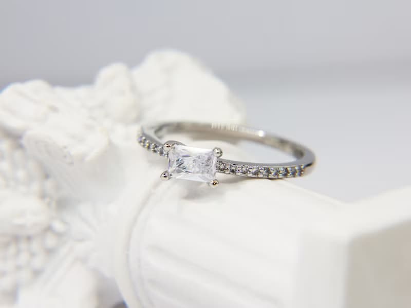 莫桑鑽石戒指 | 純銀戒指 | 長方鑽石 | 玫瑰金戒指 | 叠戴戒指