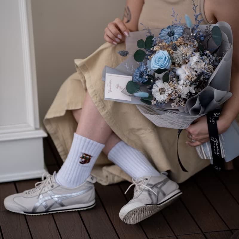 太陽花 畢業花束 擴香乾燥竵 永生花 韓式綁花 尤加利 不凋花束