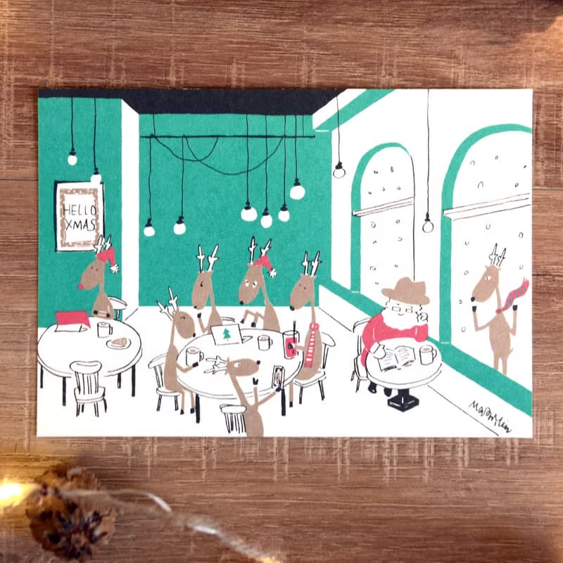 聖誕卡-2019聖誕明信片2號 : 咖啡小時光 Coffee Break