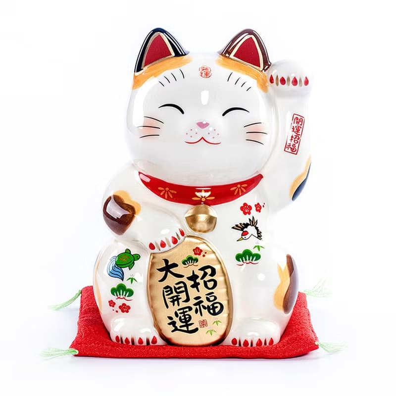 日本藥師窯彩繪金運來福招財貓擺件生日開業喬遷創意禮物日式和風