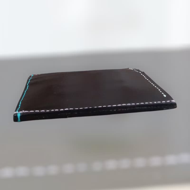 本革　イタリアヌメ革　手縫い　カードフォルダー　チョコレート色