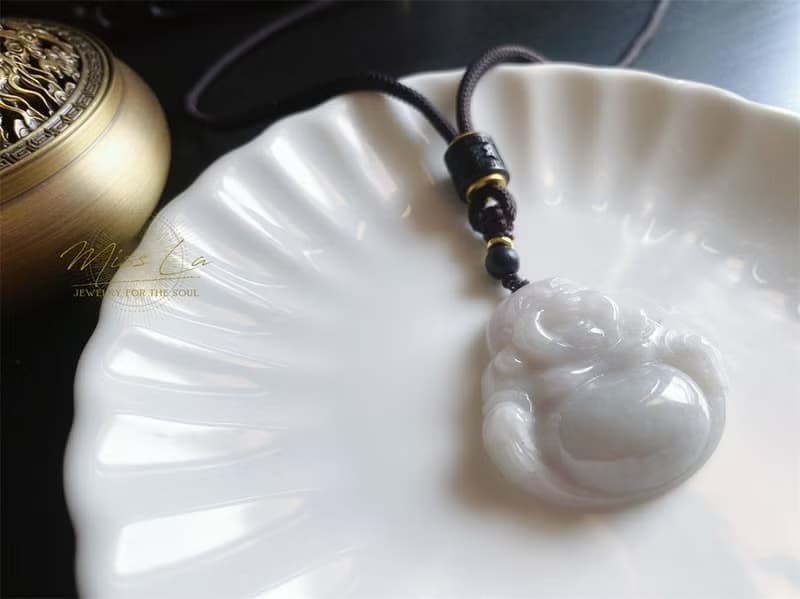 天然緬甸玉 翡翠 細糯種翡翠佛公 彌勒佛 項鍊 禮物