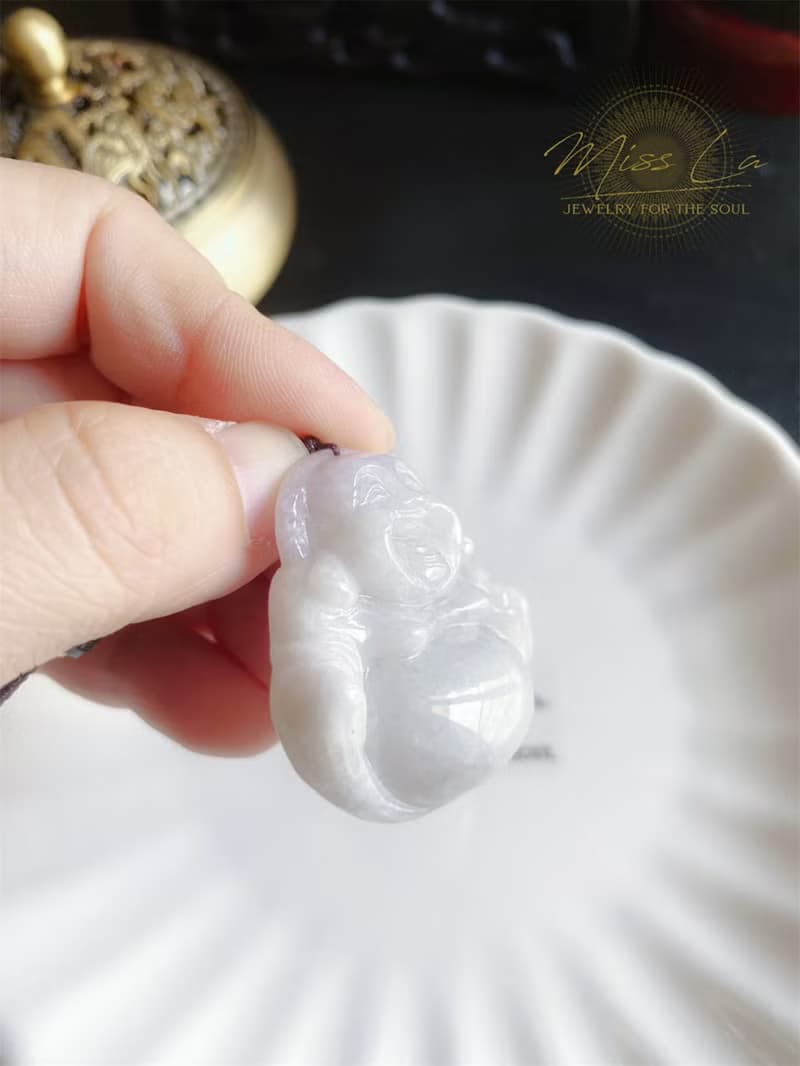 天然緬甸玉 翡翠 細糯種翡翠佛公 彌勒佛 項鍊 禮物