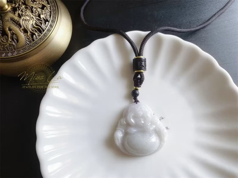 天然緬甸玉 翡翠 細糯種翡翠佛公 彌勒佛 項鍊 禮物