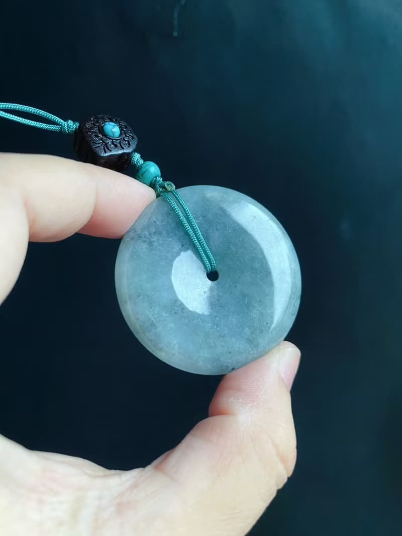 天然緬甸玉翡翠 烏雞 綠底 平安扣 黑檀木 綠松 包掛 手機掛 禮物