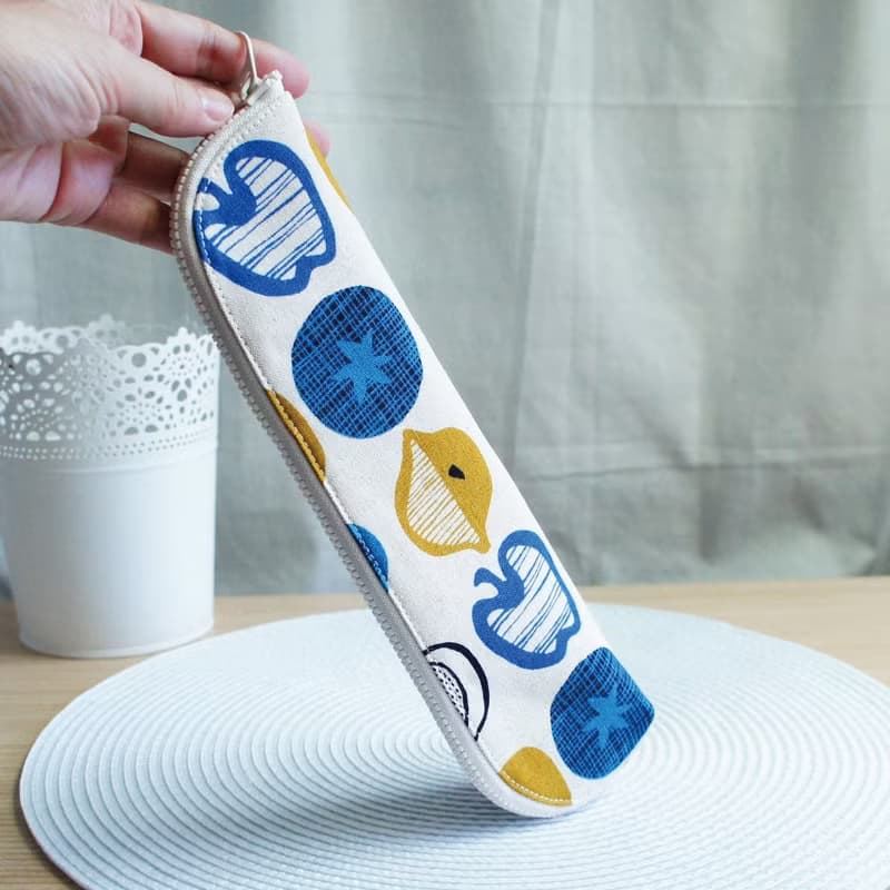 Lovely【日本布】蔬菜園餐具袋、筆袋、麻底、23-24公分筷子可用