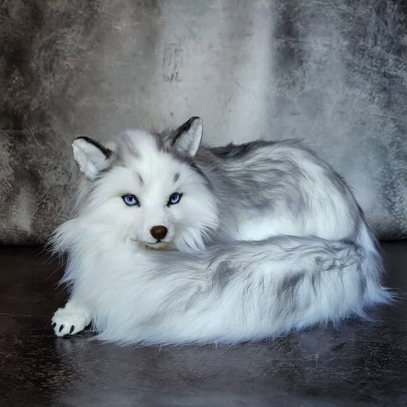 逼真白狐人造毛絨動物內部玩偶 OOAK 毛絨玩具