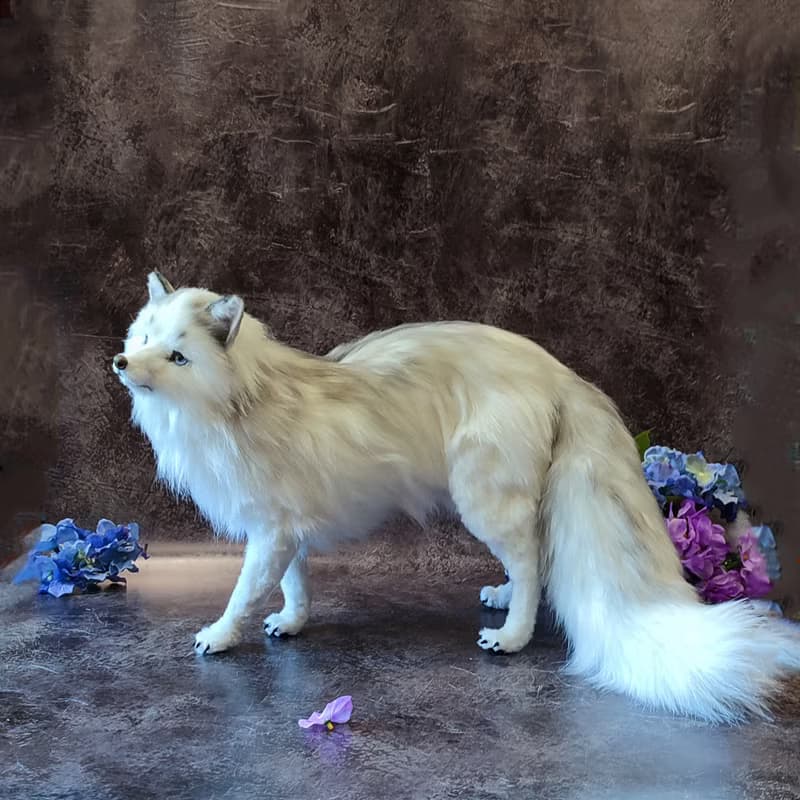 逼真白狐人造毛絨動物內部玩偶 OOAK 毛絨玩具