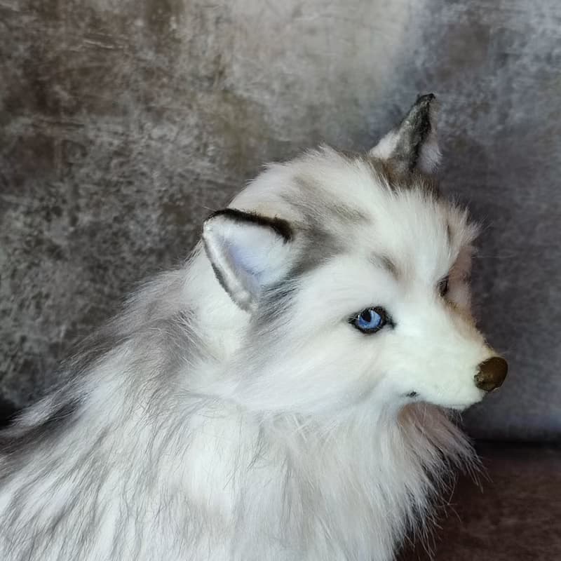 逼真白狐人造毛絨動物內部玩偶 OOAK 毛絨玩具