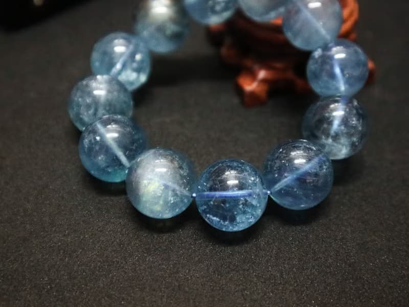 【一物一圖】縈夢級稀有17-18mm冰透藍爆閃 星光海藍寶手鍊