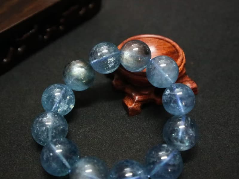 【一物一圖】縈夢級稀有17-18mm冰透藍爆閃 星光海藍寶手鍊