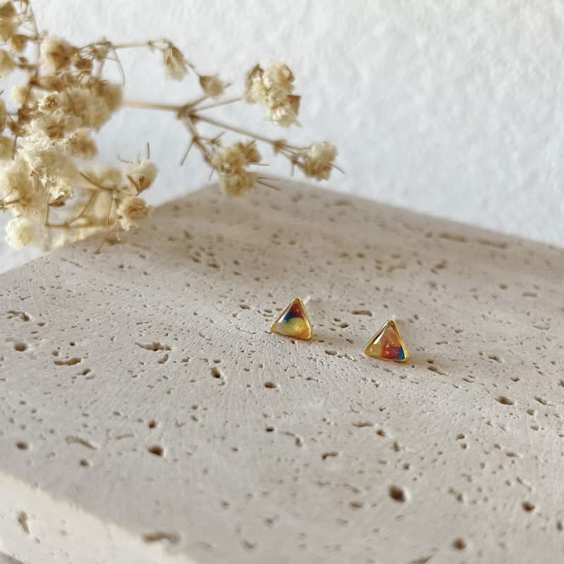 幻彩迷你耳釘 三角 耳針/耳釘/耳夾 小巧