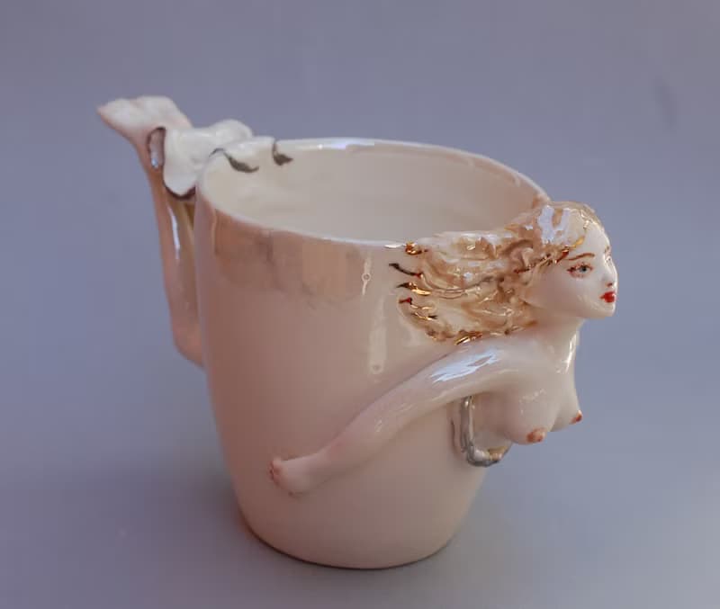 Lady Mug Nude Woman Figurine White Porcelain art mug Cup figurine Surprise mug