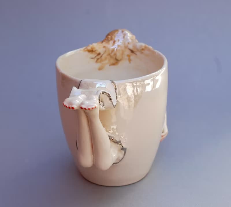 Lady Mug Nude Woman Figurine White Porcelain art mug Cup figurine Surprise mug