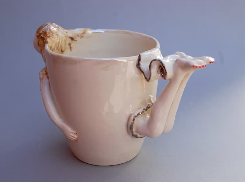 Lady Mug Nude Woman Figurine White Porcelain art mug Cup figurine Surprise mug