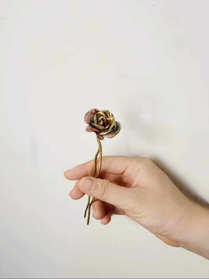 玫瑰/黃銅雙簪/情人節禮物