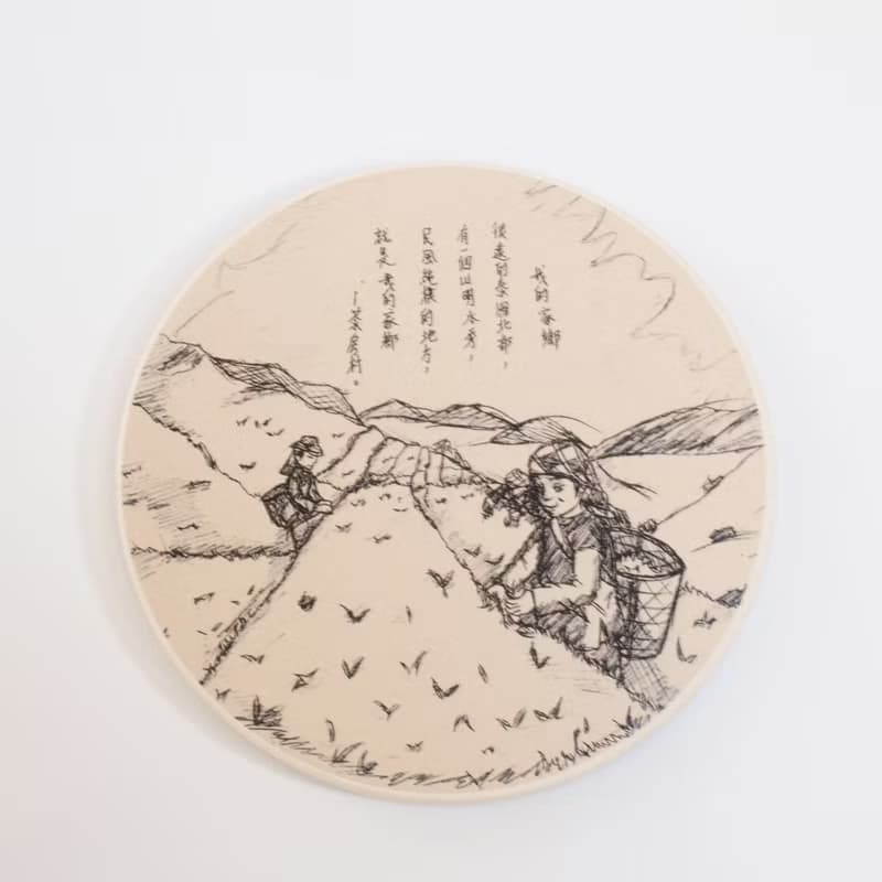 環保陶瓷吸水杯墊/泰國山村學童畫作/高溫燒製不退色/台灣鶯歌製