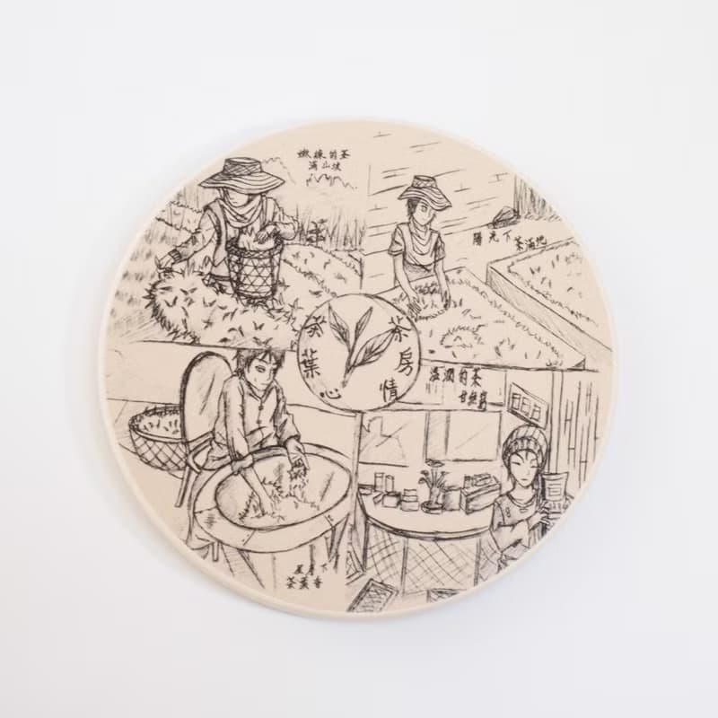 環保陶瓷吸水杯墊/泰國山村學童畫作/高溫燒製不退色/台灣鶯歌製