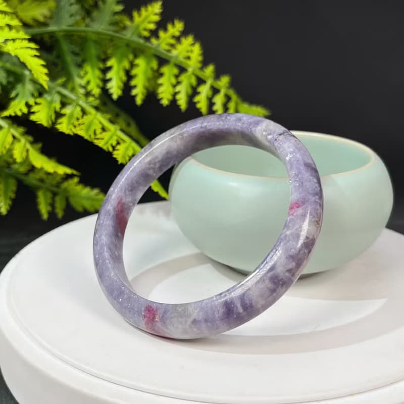 獨特梅花碧璽手鐲 56MM 星光閃片玉化飄紅共生雲母手環 顯氣質