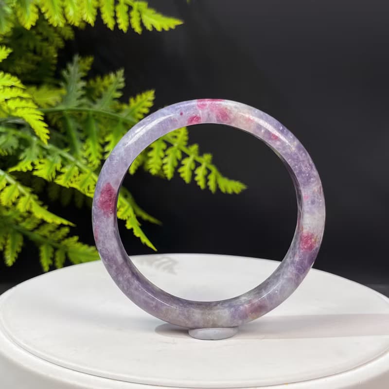 獨特梅花碧璽手鐲 56MM 星光閃片玉化飄紅共生雲母手環 顯氣質