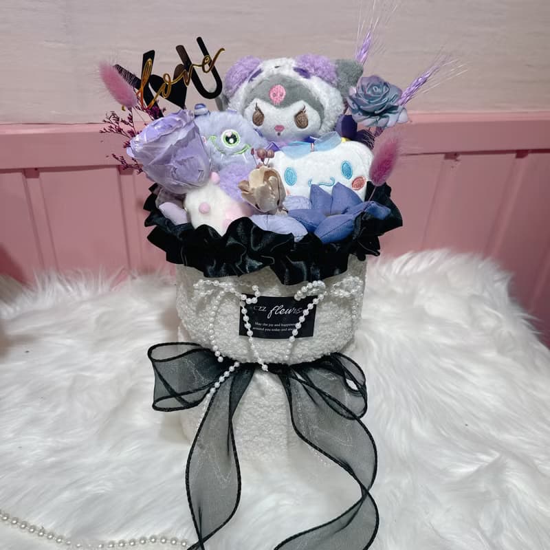 敲可愛酷洛米玩偶永生花花束 情人節花束 生日 告白 週年紀念畢業