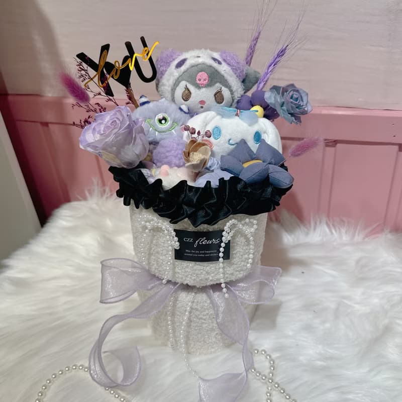 敲可愛酷洛米玩偶永生花花束 情人節花束 生日 告白 週年紀念畢業