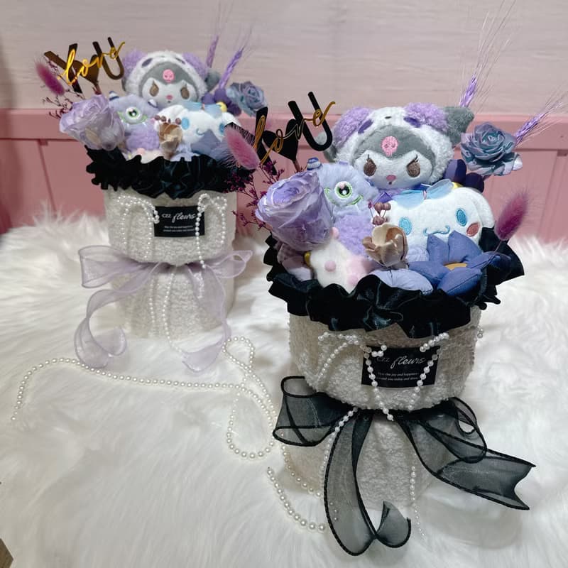 敲可愛酷洛米玩偶永生花花束 情人節花束 生日 告白 週年紀念畢業