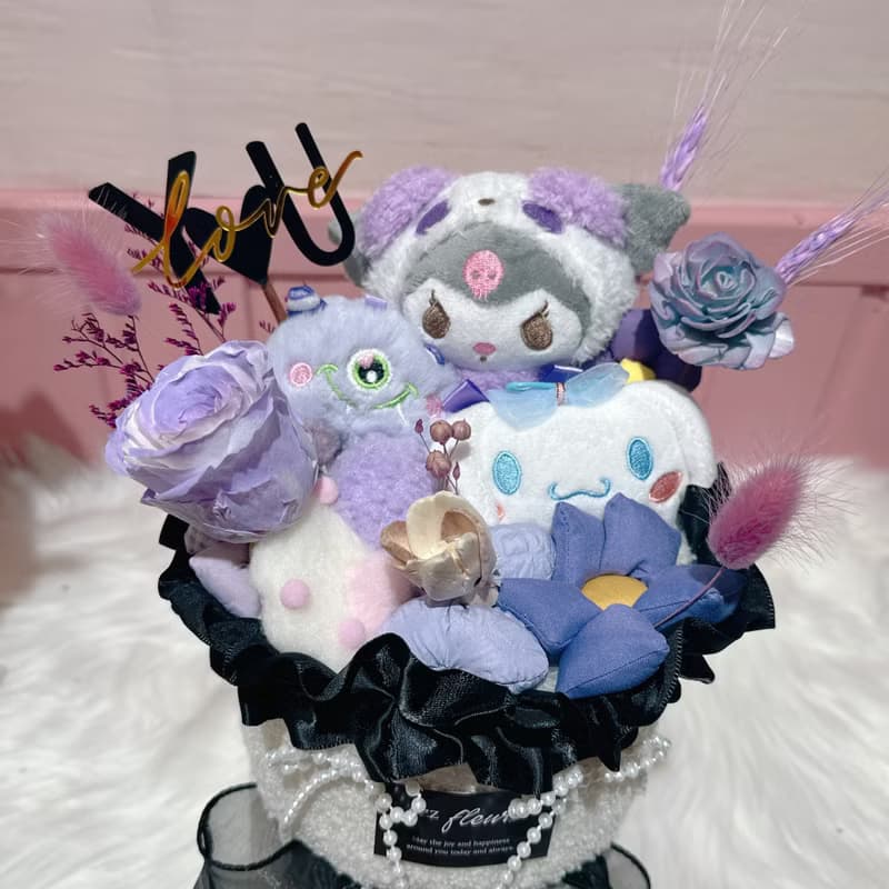 敲可愛酷洛米玩偶永生花花束 情人節花束 生日 告白 週年紀念畢業