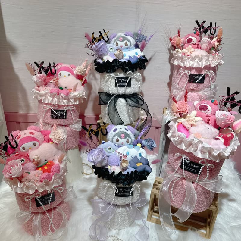 敲可愛酷洛米玩偶永生花花束 情人節花束 生日 告白 週年紀念畢業