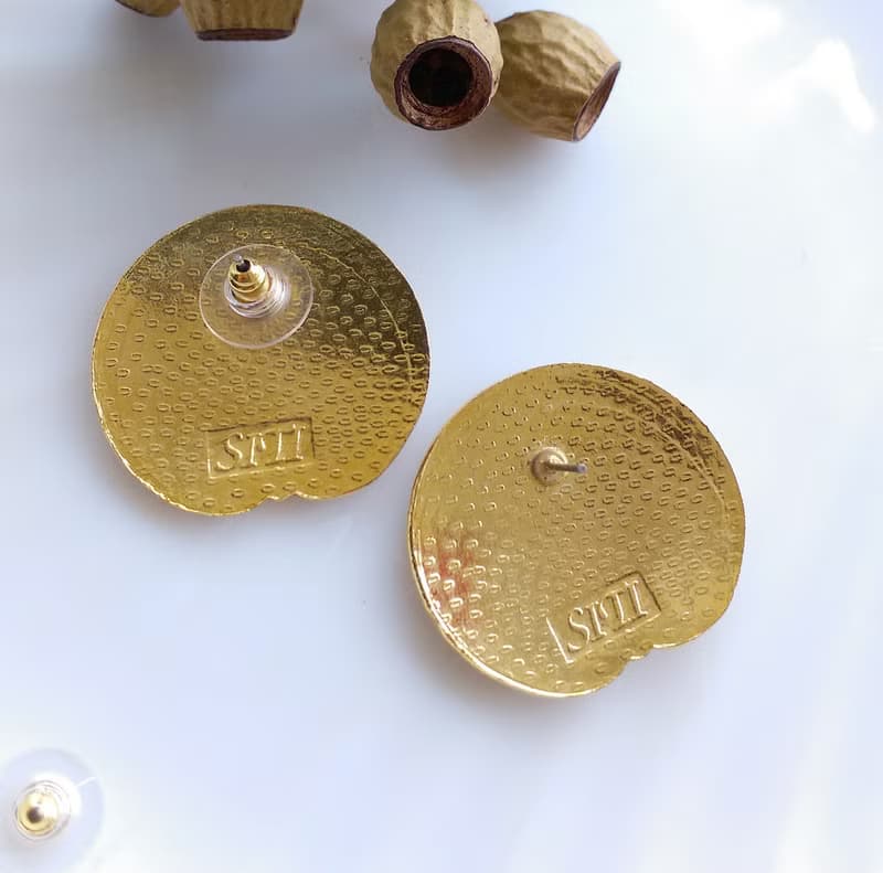 Vintage Jewelry 西洋古董飾品 景泰藍 紅底蝶花  針式耳環