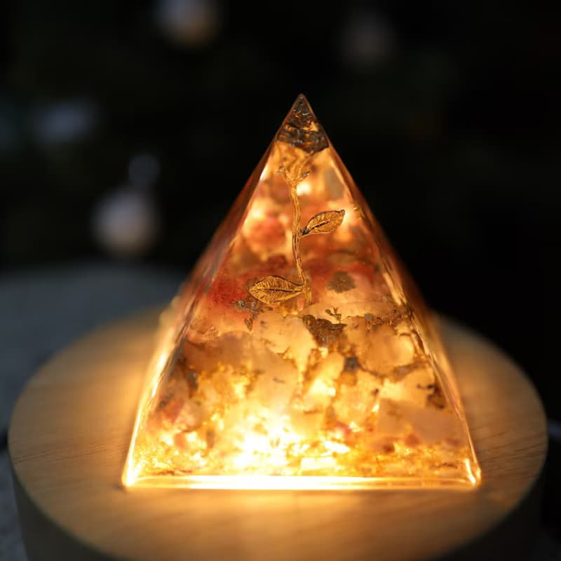 【快速出貨】愛戀小王子奧剛金字塔小夜燈Orgonite粉晶紫水晶開