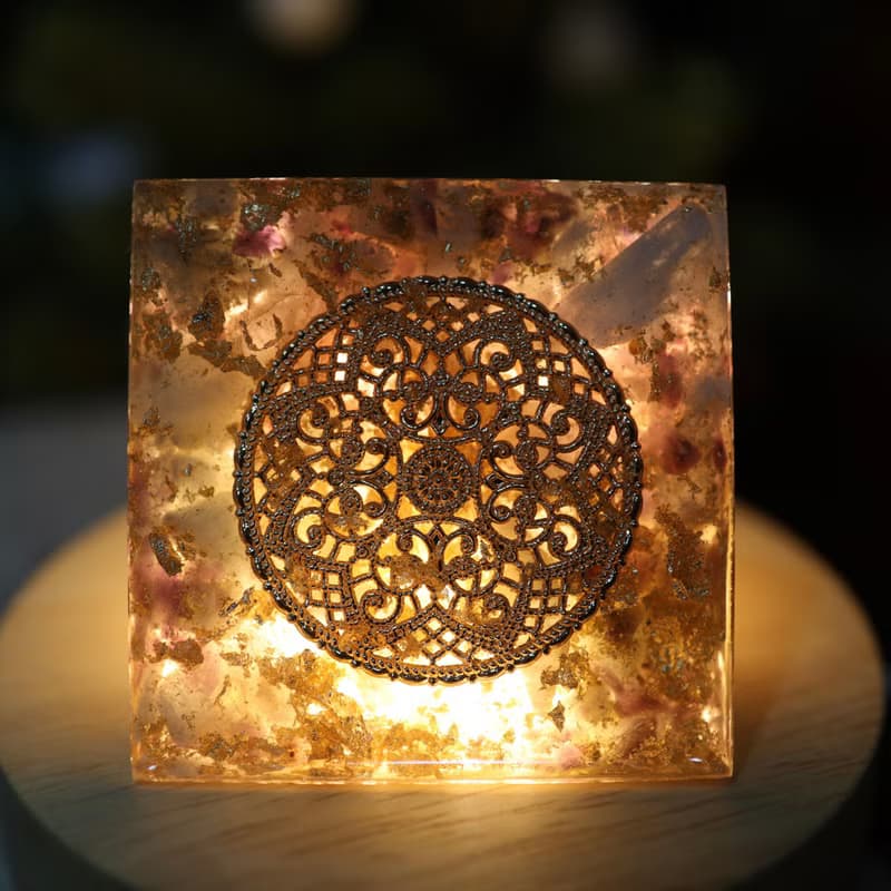 【快速出貨】愛戀小王子奧剛金字塔小夜燈Orgonite粉晶紫水晶開