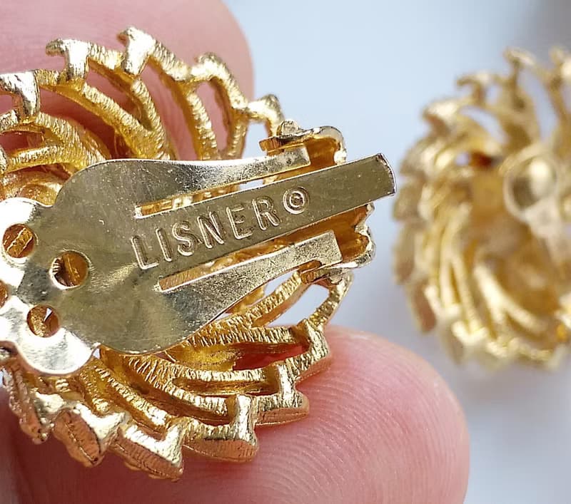 Vintage Jewelry 西洋古董飾品 LISNER 旋轉 仿珠花 夾式耳環