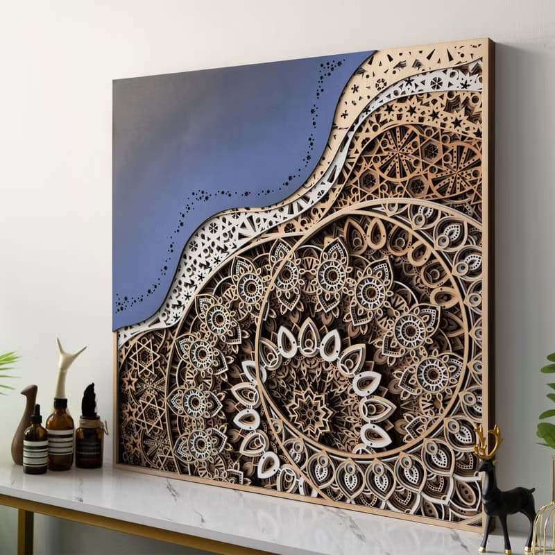 日月星河|現代簡約客廳背景牆裝飾畫玄關走廊掛畫3d立體