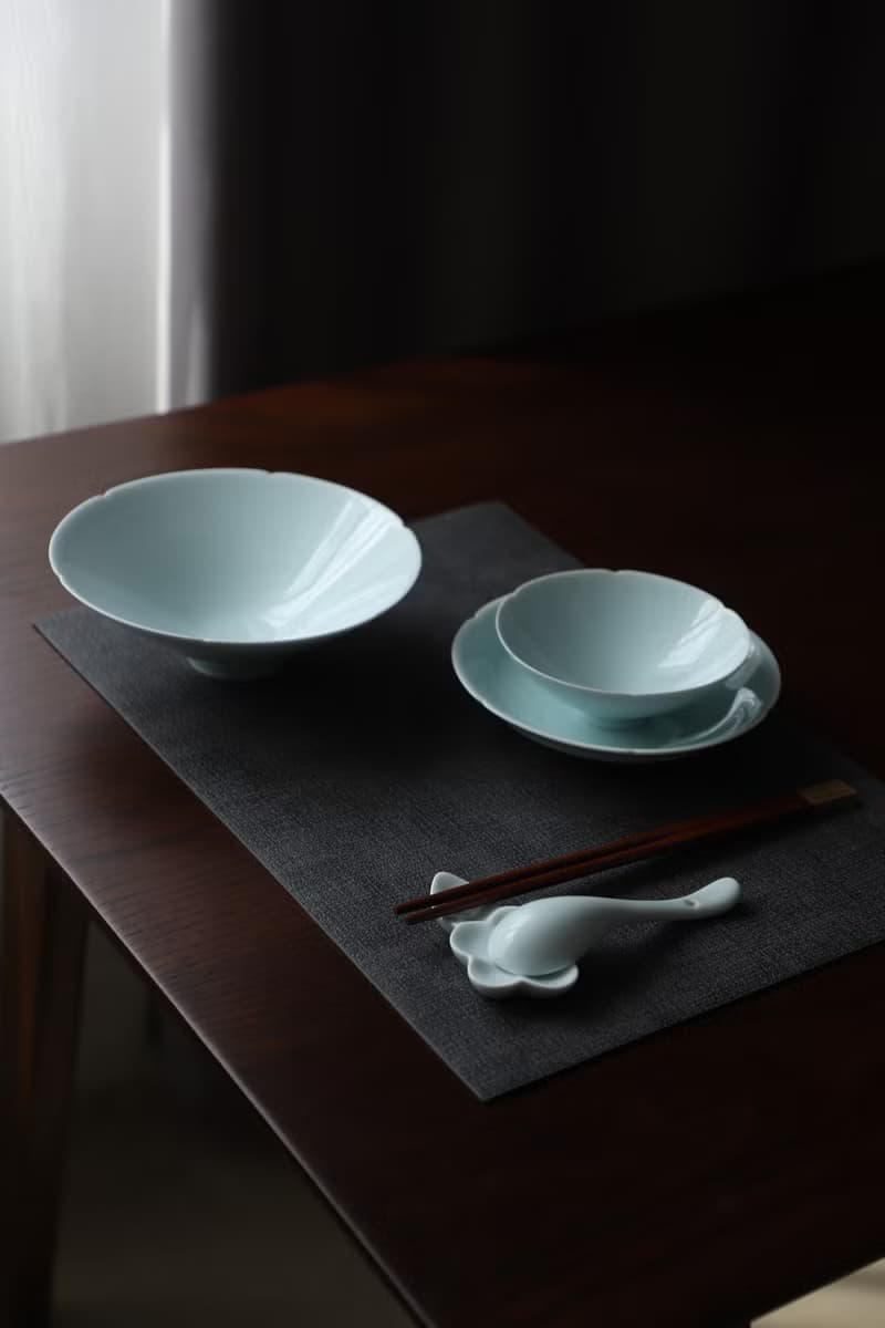 葵口碗碟套組 含18件 湖田影青釉 中式宋風 經典斗笠 輕薄款