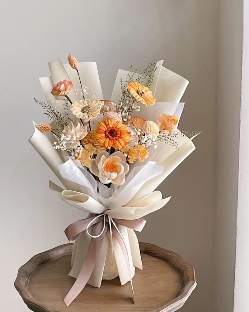 【不凋花乾燥花】溫暖橘黃色太陽花花束