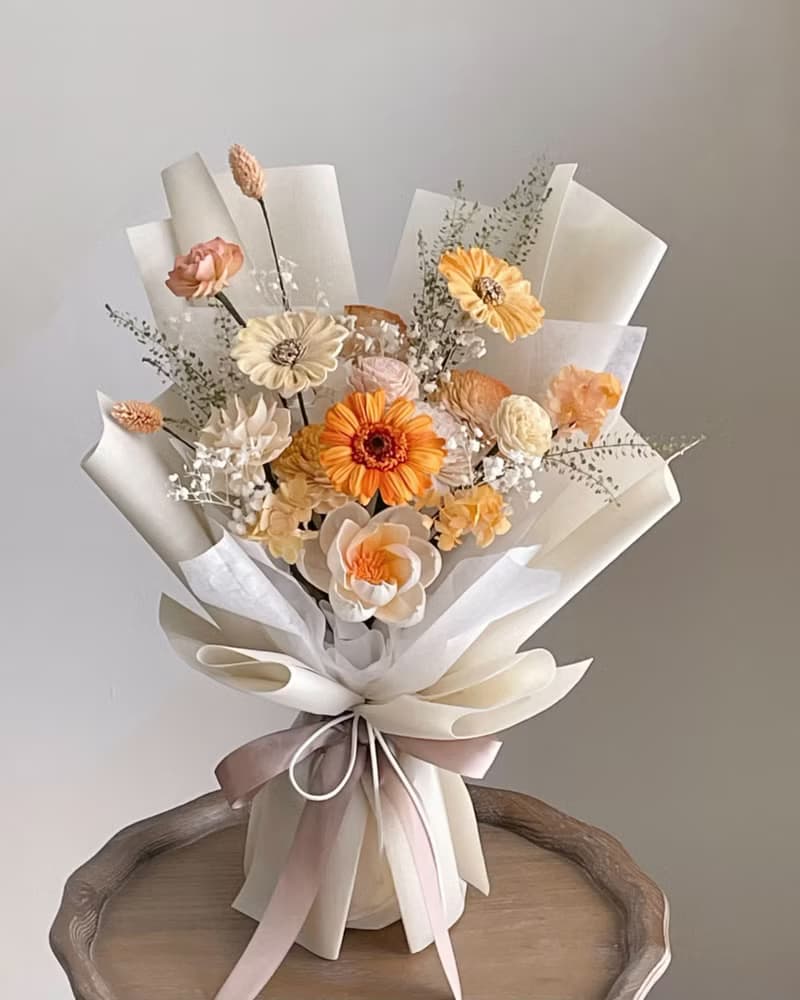 【不凋花乾燥花】溫暖橘黃色太陽花花束