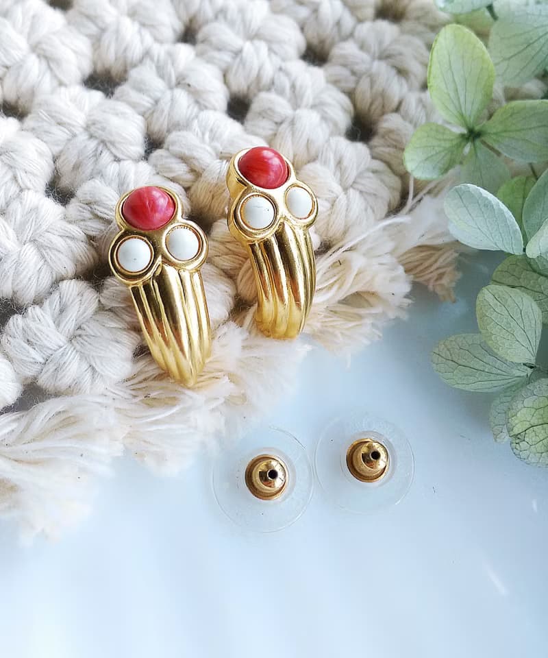 Vintage Jewelry 西洋古董飾品 MONET 古典 啞光 針式耳環
