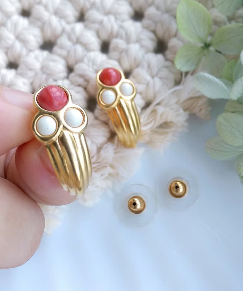 Vintage Jewelry 西洋古董飾品 MONET 古典 啞光 針式耳環