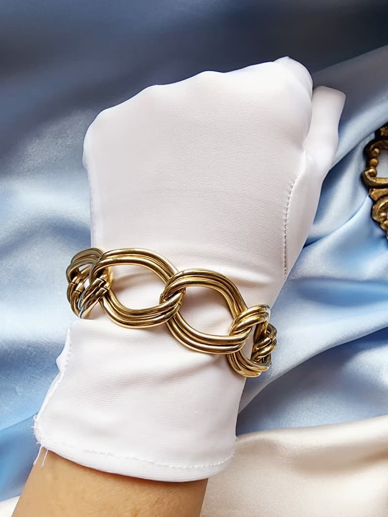 美國西洋古董飾品 / 金漾雙圈摩登項鍊/手鍊兩用/復古珠寶首飾