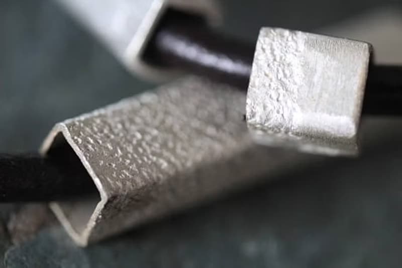 Leather bracelet silver square-profile tube beads (B0067B)