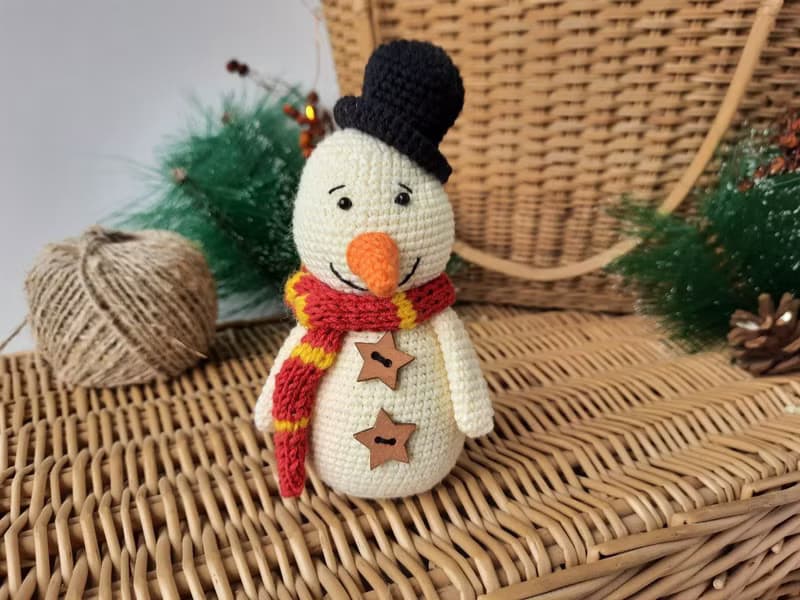 Cute Stuffed Snowman Handmade. Christmas Gift Winter Decor. Decor Snowman Plush
