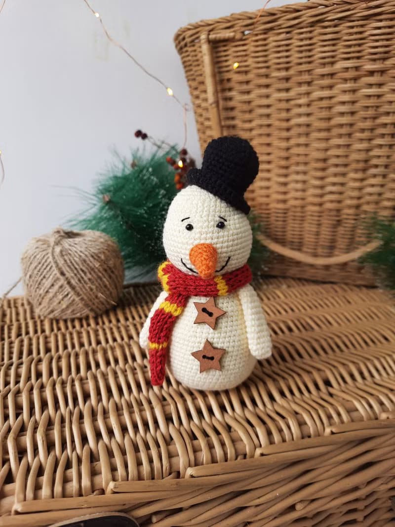 Cute Stuffed Snowman Handmade. Christmas Gift Winter Decor. Decor Snowman Plush